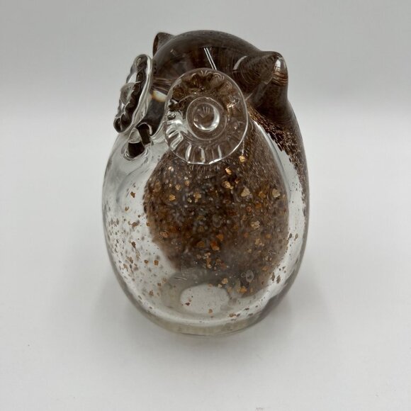 VINTAGE HAND-BLOWN gold flake glass owl art paper weight art collectable home de - Picture 6 of 13
